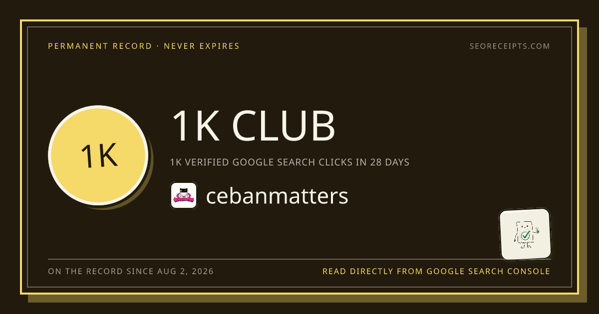 cebanmatters: 1K CLUB