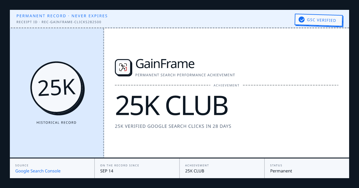 GainFrame: 25K CLUB