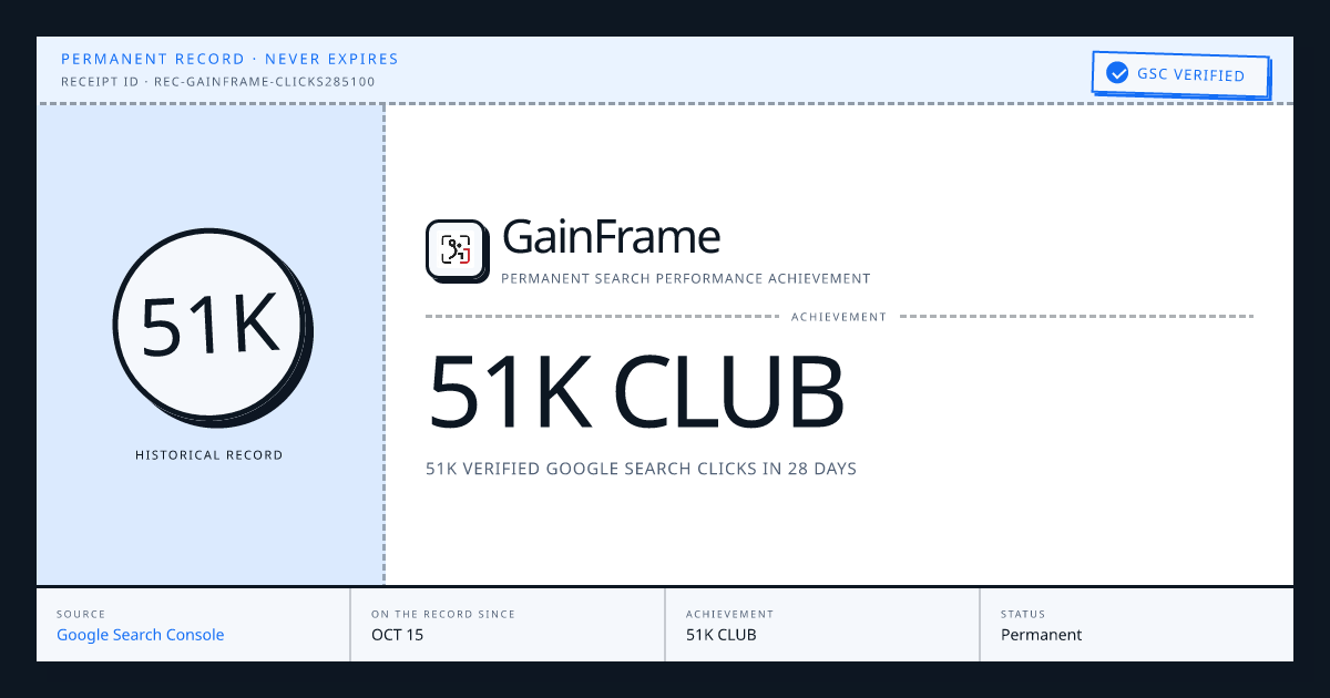 GainFrame: 51K CLUB