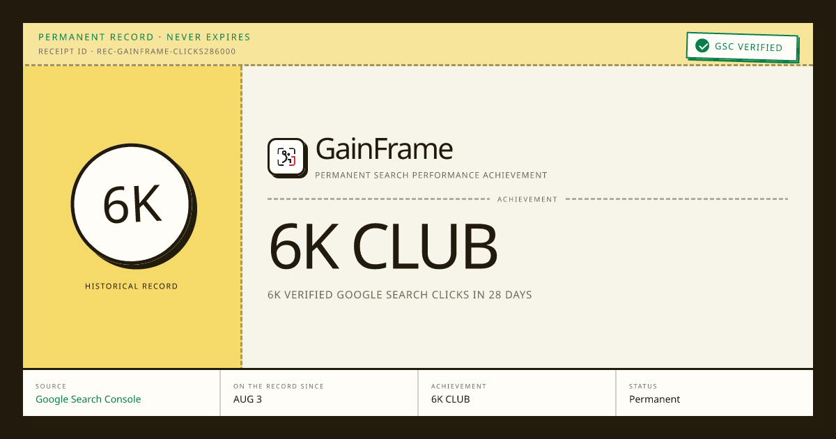 GainFrame: 6K CLUB