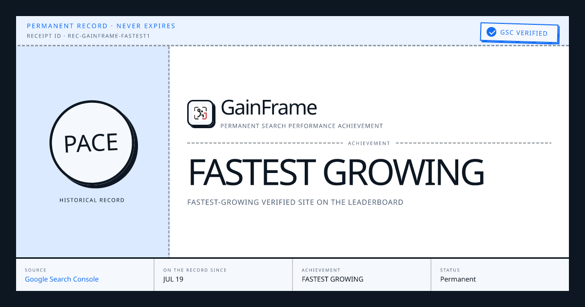 GainFrame: FASTEST GROWING