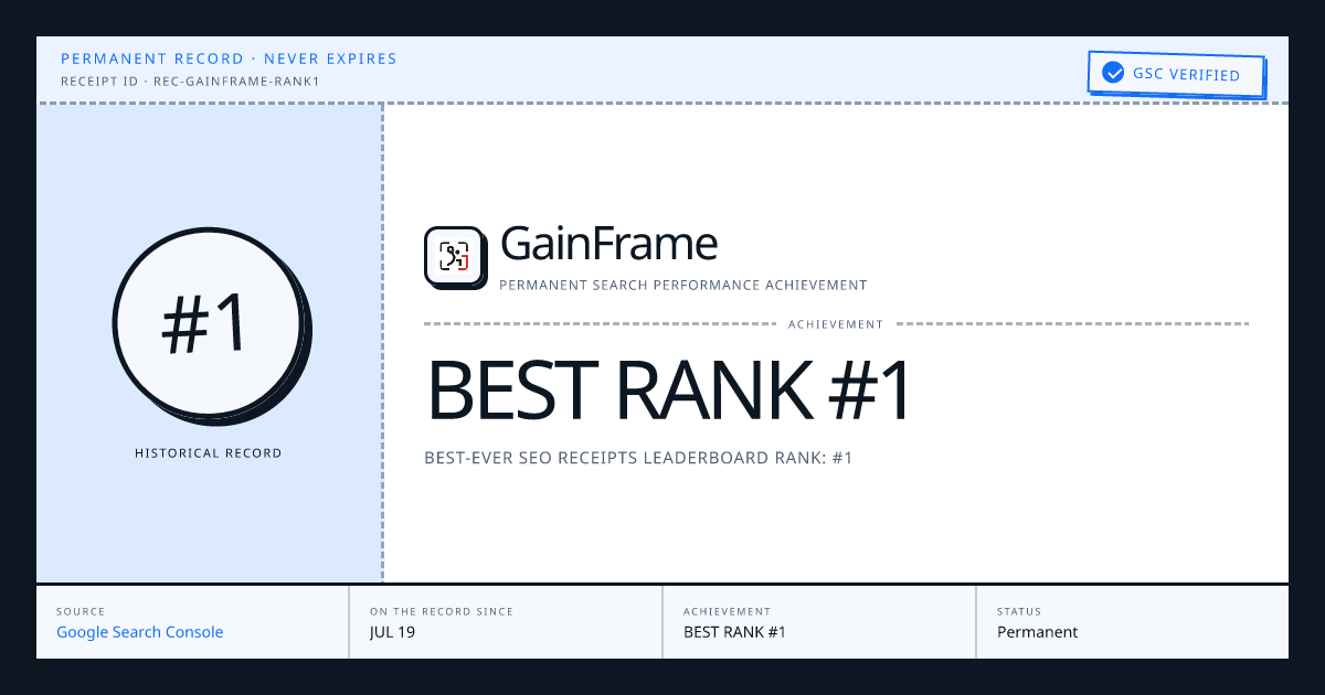 GainFrame: BEST RANK #1