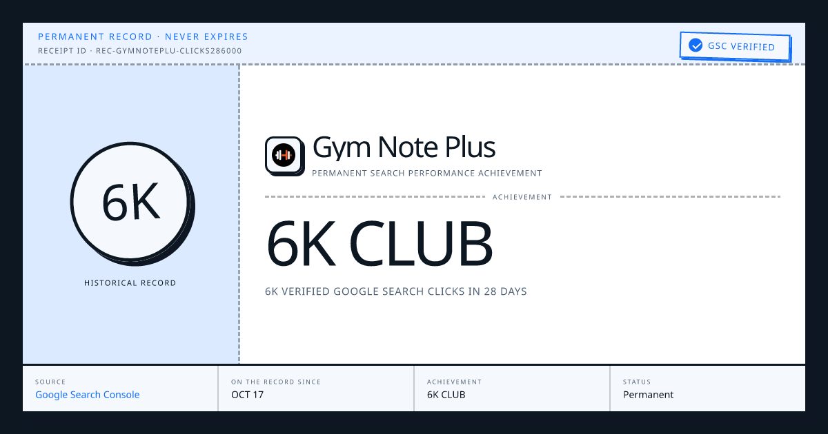 Gym Note Plus: 6K CLUB