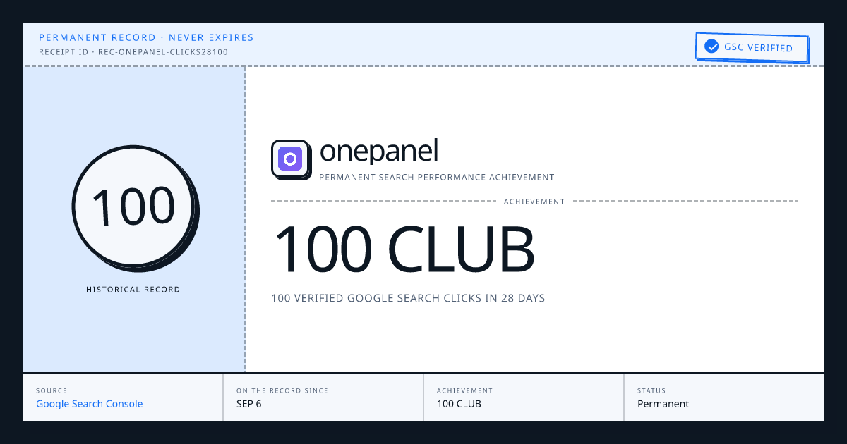 onepanel: 100 CLUB