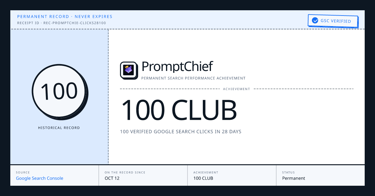 PromptChief: 100 CLUB