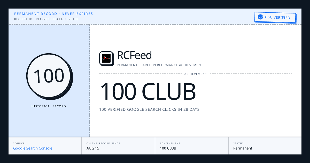 RCFeed: 100 CLUB