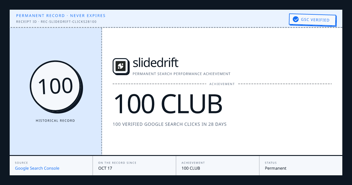 slidedrift: 100 CLUB
