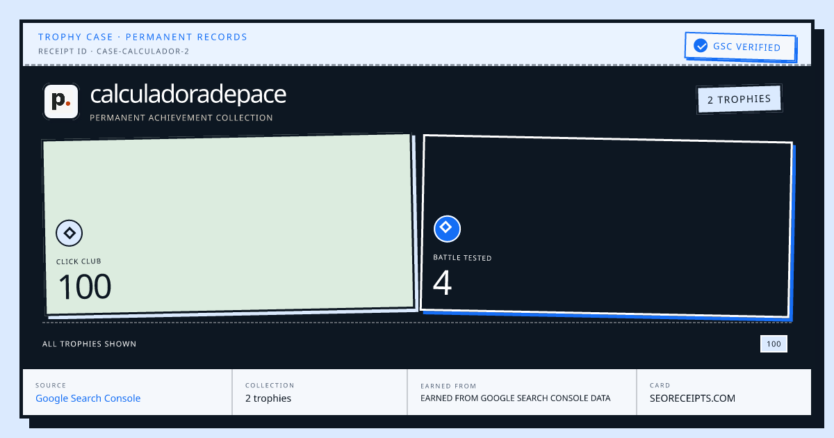 calculadoradepace's trophy case: 2 trophies