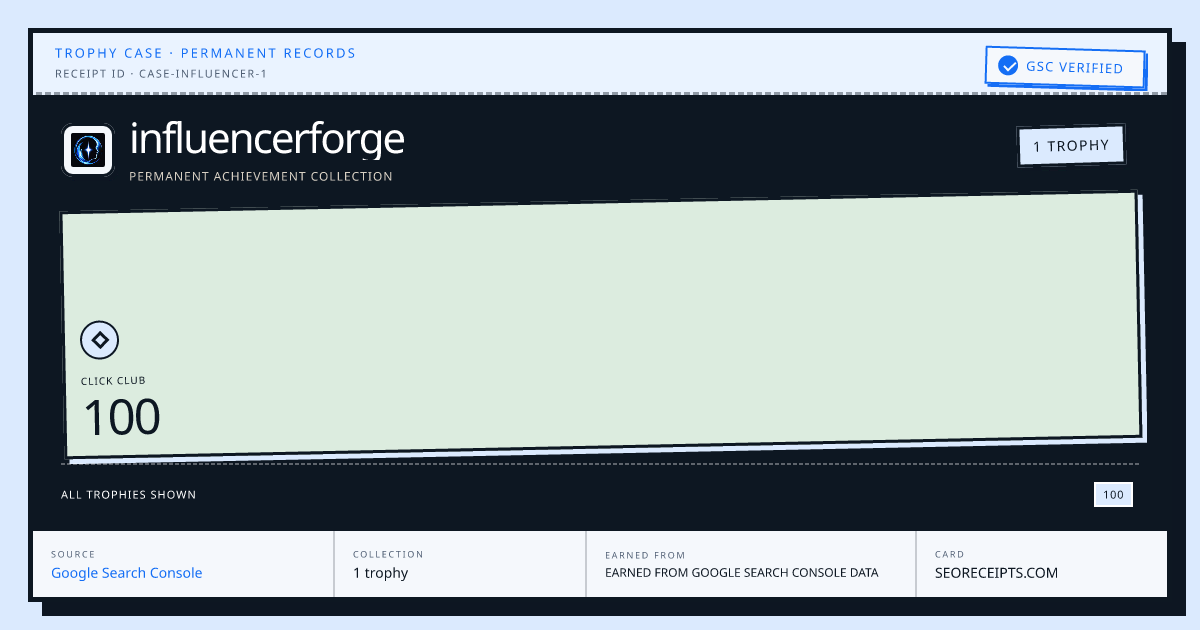 influencerforge's trophy case: 1 trophy