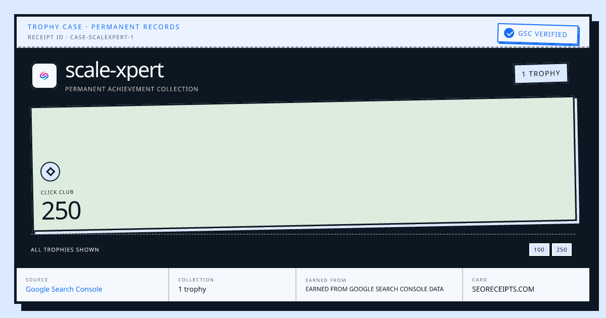 scale-xpert's trophy case: 1 trophy